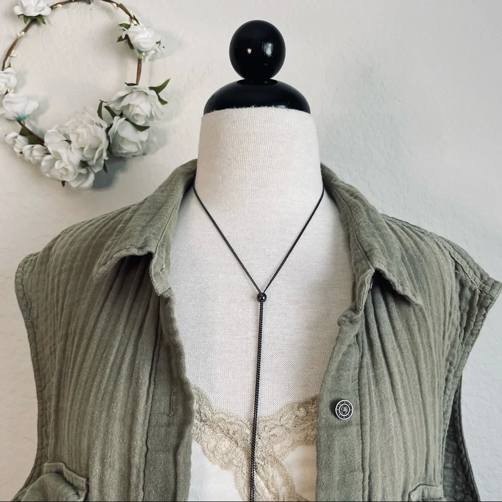 Free People Sleeveless Gauze Buttondown